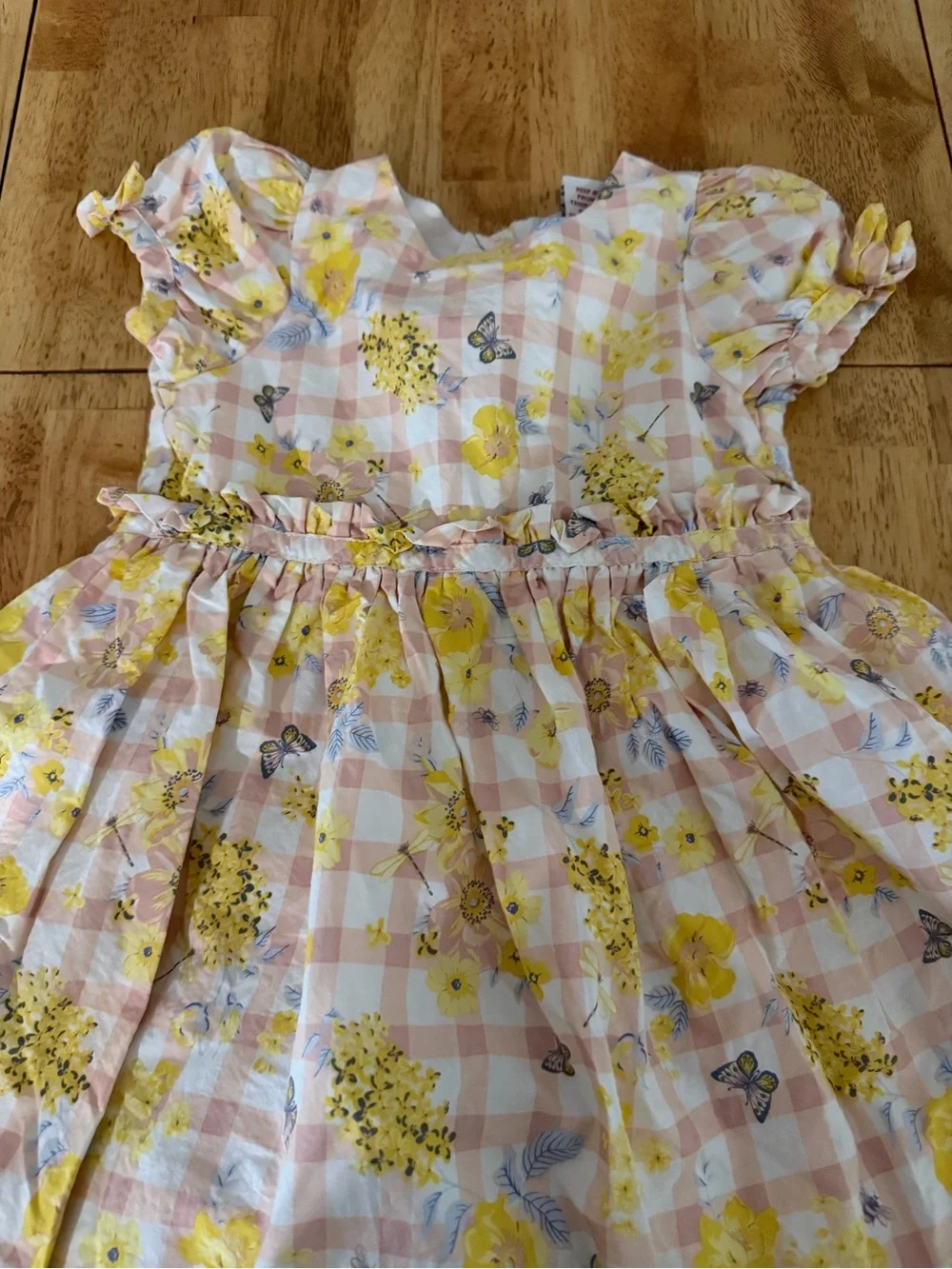 Haute Hippie Girls Yellow and White Floral Gingham Dress